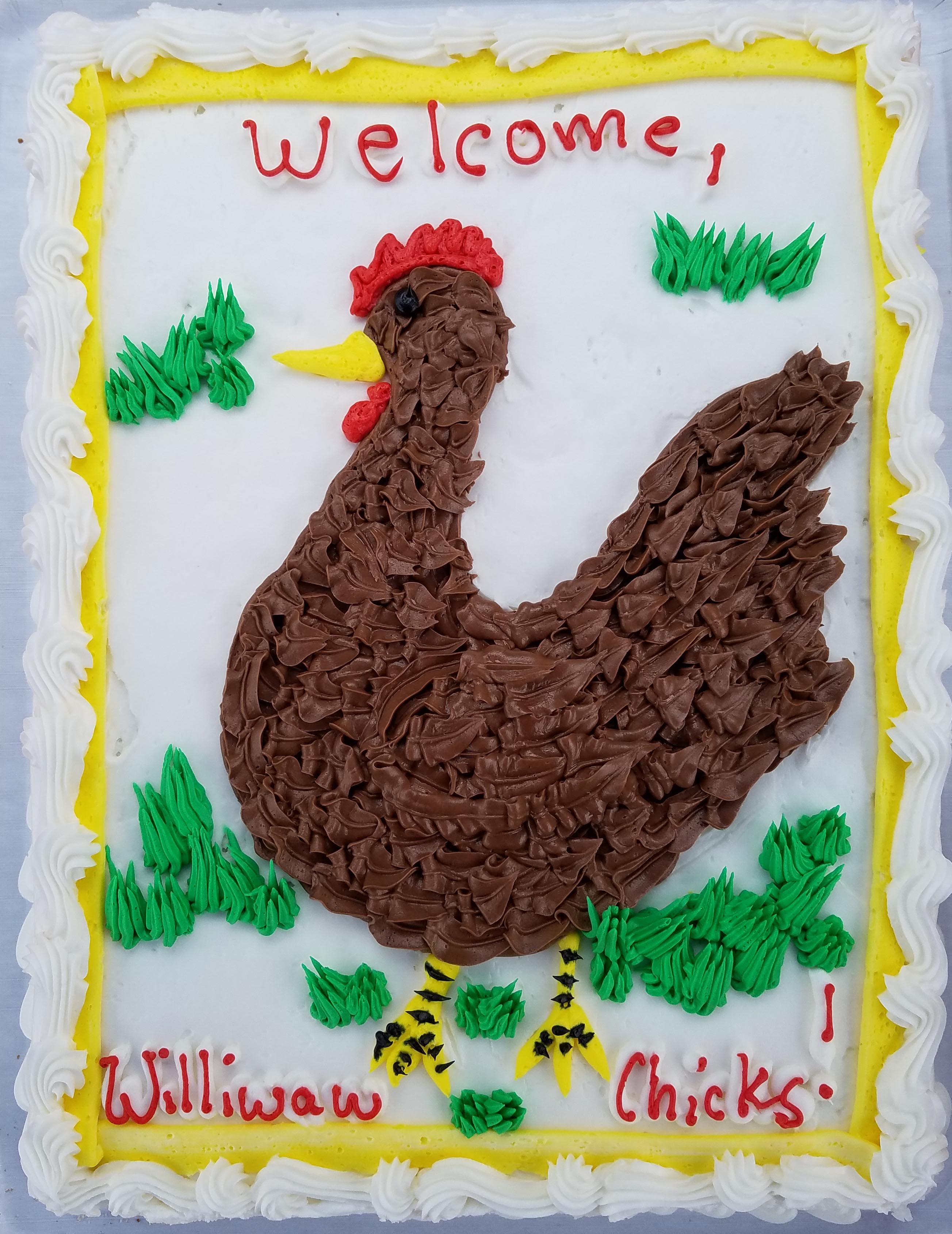 chicken decorated sheet cake