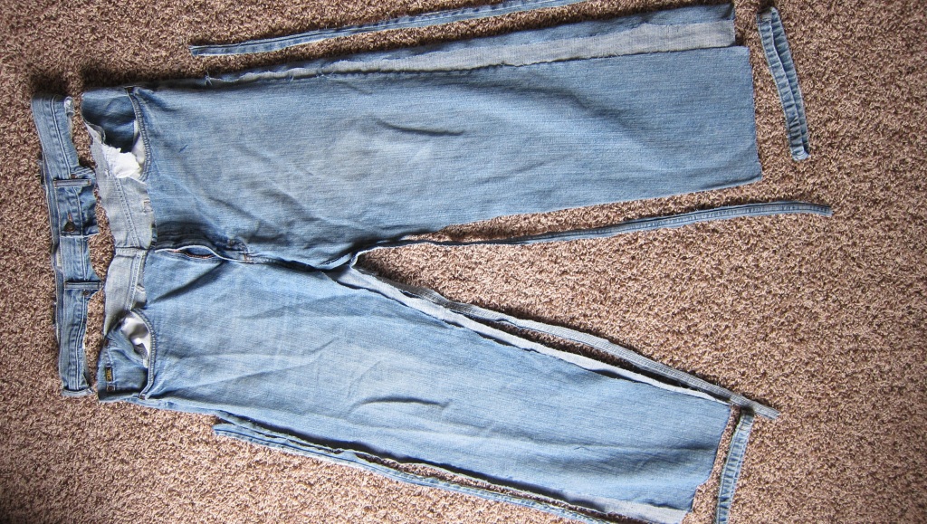 jeans with seams cut off