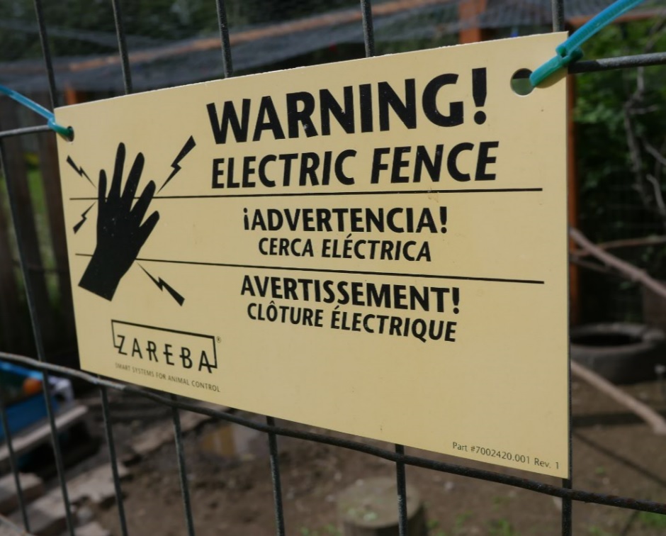 chicken coop electric fence warning