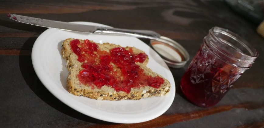 fireweed raspberry jelly on bread