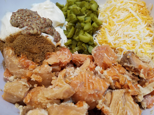 salmon melt ingredients in a bowl